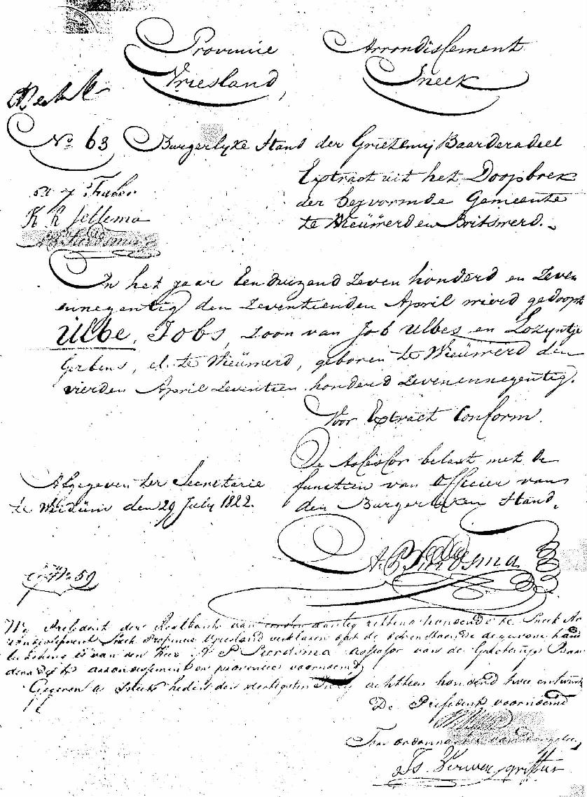 Birth Record for Ulbe Jobs